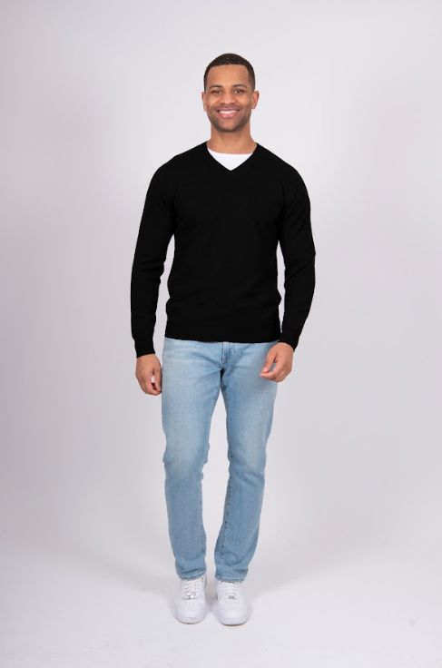 BRIDGE AND LORD ESSENTIAL VEE NECK PULLOVER WOOLSTATION - CLOTHING BRIDGE AND LORD 3XL BLACK 