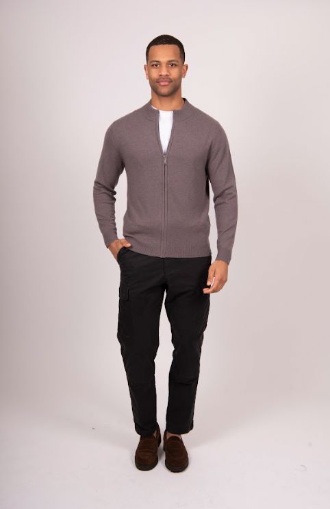 BRIDGE AND LORD ESSENTIAL ZIP UP CARDIGAN WOOLSTATION - CLOTHING BRIDGE AND LORD 3XL TAUPE 