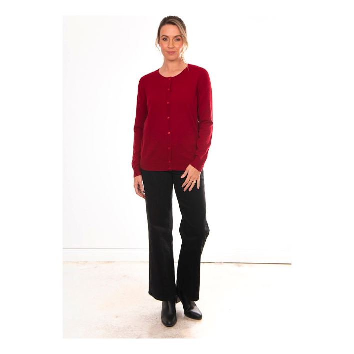 BRIDGE AND LORD KATE ESSENTIAL BUTTON TO NECK WOOLSTATION - CLOTHING BRIDGE AND LORD L Wine 