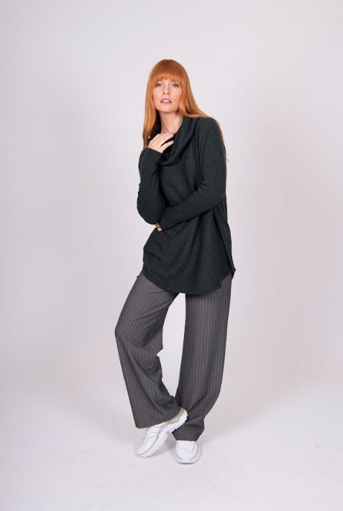 BRIDGE AND LORD KYLIE CURVED HEM COWL NECK PULLOVER WOOLSTATION - CLOTHING BRIDGE AND LORD 