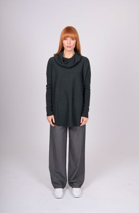BRIDGE AND LORD KYLIE CURVED HEM COWL NECK PULLOVER WOOLSTATION - CLOTHING BRIDGE AND LORD 