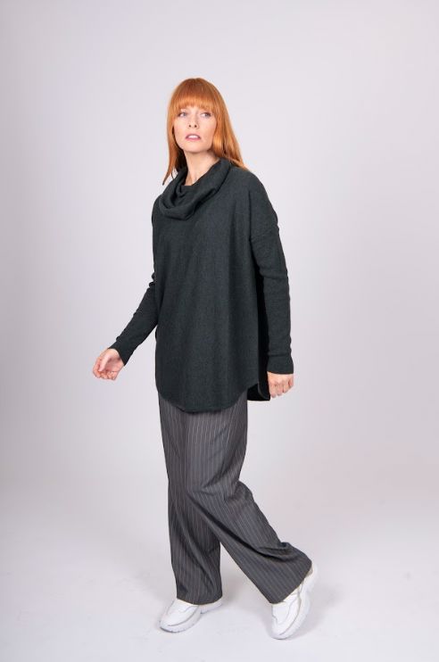 BRIDGE AND LORD KYLIE CURVED HEM COWL NECK PULLOVER WOOLSTATION - CLOTHING BRIDGE AND LORD 