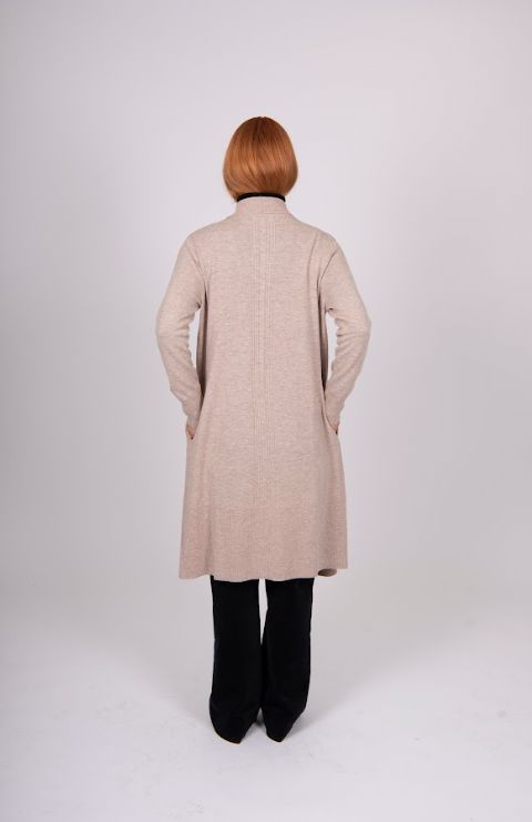 BRIDGE AND LORD LONGLINE CABLE AND RIB TRIM CARDIGAN WOOLSTATION - CLOTHING BRIDGE AND LORD 