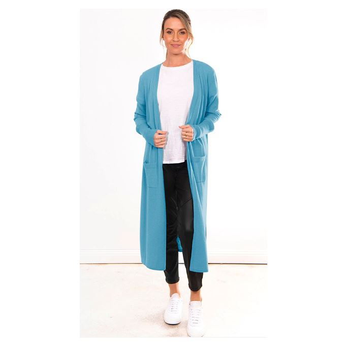 BRIDGE AND LORD LONGLINE CARDIGAN WOOLSTATION - CLOTHING BRIDGE AND LORD L ELECTRIC BLUE 