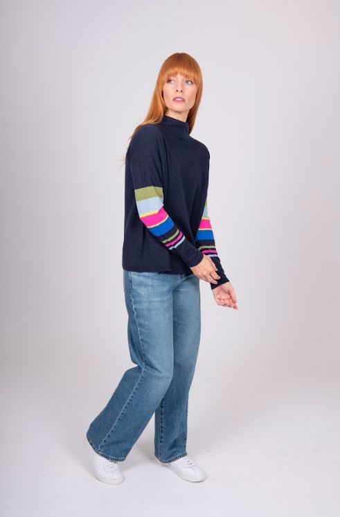 BRIDGE AND LORD STRIPE SLEEVE PULLOVER WOOLSTATION - CLOTHING BRIDGE AND LORD 