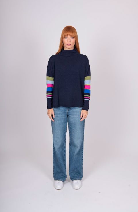 BRIDGE AND LORD STRIPE SLEEVE PULLOVER WOOLSTATION - CLOTHING BRIDGE AND LORD 