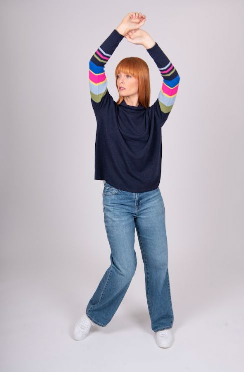 BRIDGE AND LORD STRIPE SLEEVE PULLOVER WOOLSTATION - CLOTHING BRIDGE AND LORD 