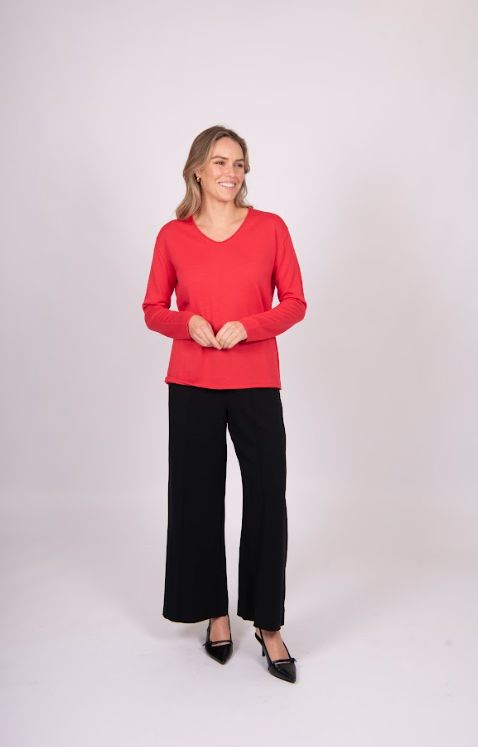 FIELDS RELAXED V-NECK ROLL TRIM PULLOVER WOOLSTATION - CLOTHING FIELDS 