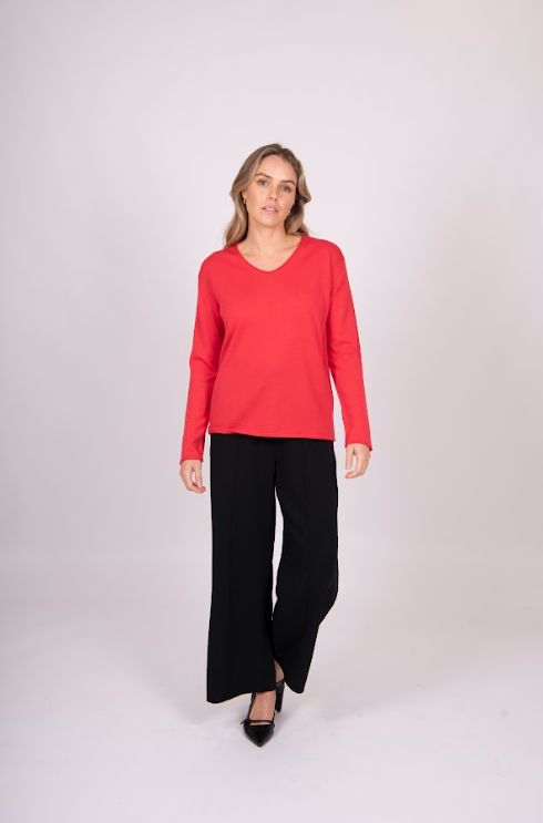 FIELDS RELAXED V-NECK ROLL TRIM PULLOVER WOOLSTATION - CLOTHING FIELDS 