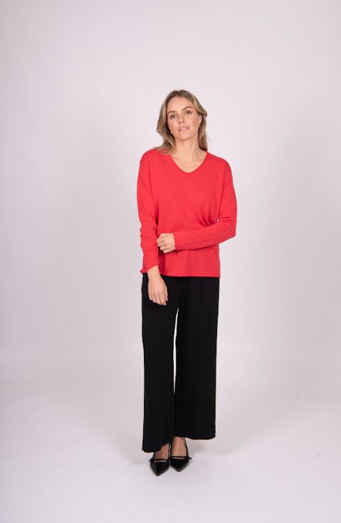 FIELDS RELAXED V-NECK ROLL TRIM PULLOVER WOOLSTATION - CLOTHING FIELDS 