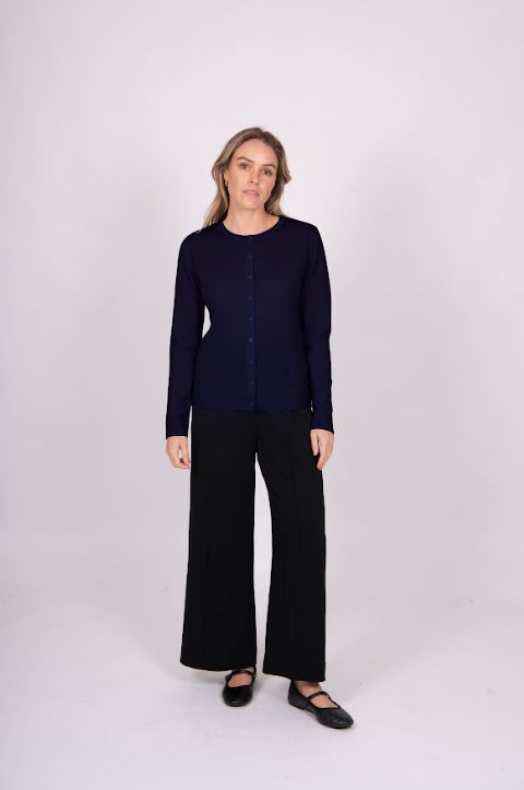 FIELDS SHORT CARDIGAN WITH ROLL TRIM WOOLSTATION - CLOTHING FIELDS 