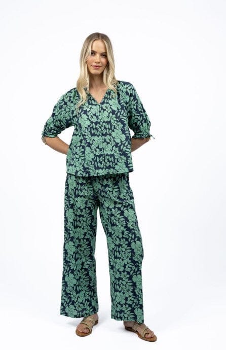 HUMIDITY FLEUR BLOUSE WOOLSTATION - CLOTHING HUMIDITY 2XL MINT/NAVY 