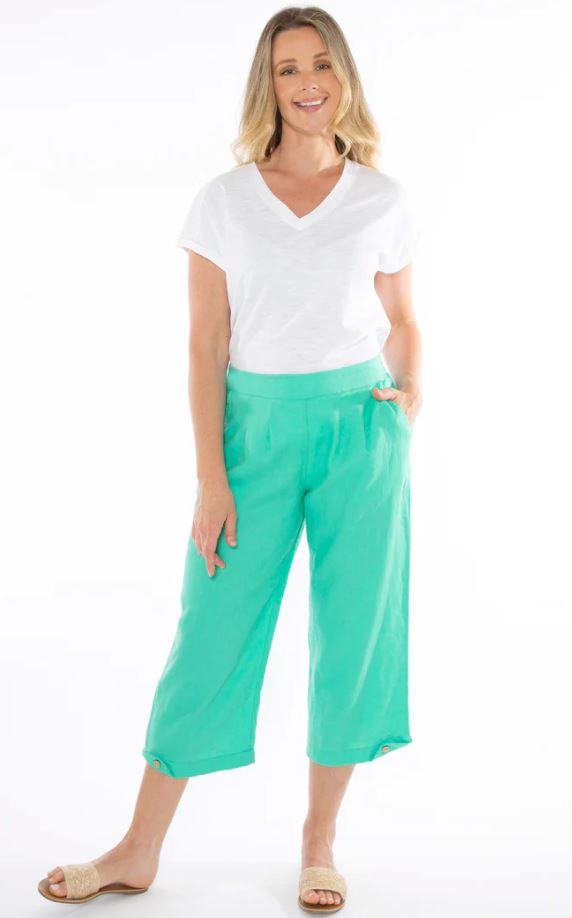 JUMP 3/4 PLEAT DETAIL PANT WOOLSTATION - CLOTHING JUMP 10 SEAFOAM 