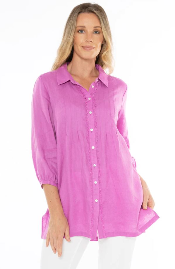 JUMP FRAYED TUNIC SHIRT WOOLSTATION - CLOTHING JUMP 10 PASSION PINK 