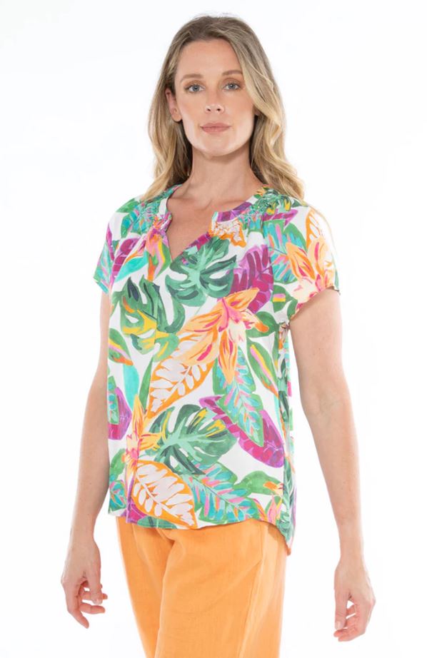 JUMP TROPICANA SHIRRED TOP WOOLSTATION - CLOTHING JUMP 