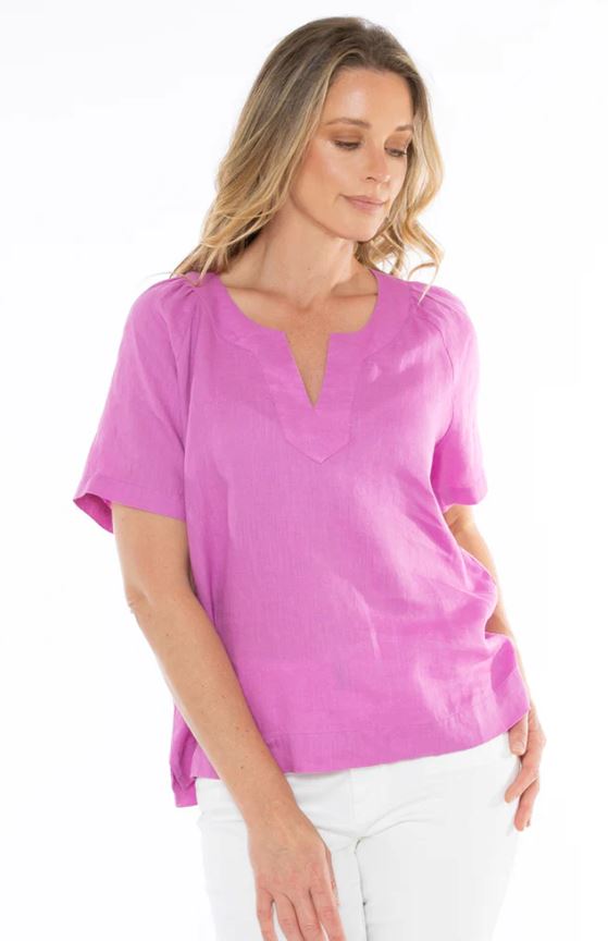 JUMP V NECK FLUTTER TOP WOOLSTATION - CLOTHING JUMP 10 PASSION PINK 