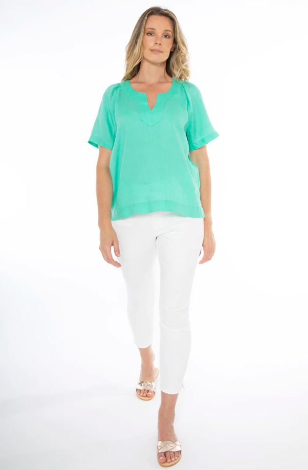 JUMP V NECK FLUTTER TOP WOOLSTATION - CLOTHING JUMP 10 SEAFOAM 