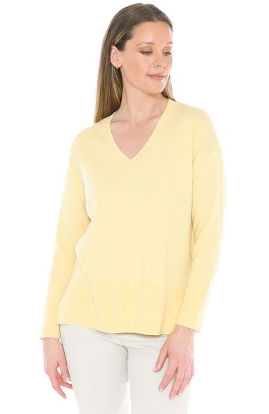 JUMP V NECK RIB DETAIL PULLOVER WOOLSTATION - CLOTHING JUMP L Lemon 