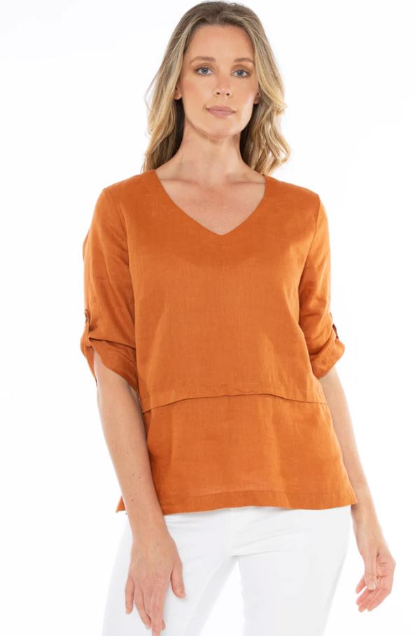 JUMP V NECK TAB SLEEVE TOP WOOLSTATION - CLOTHING JUMP 