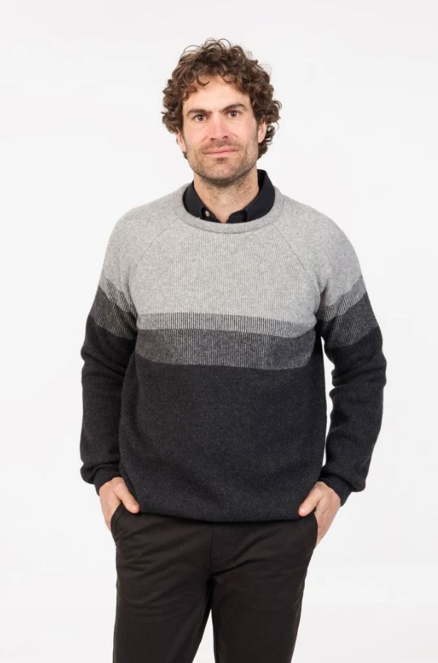 NATIVE WORLD MENS GRADIENT CREW SWEATER WOOLSTATION - CLOTHING MKM L SILVER 