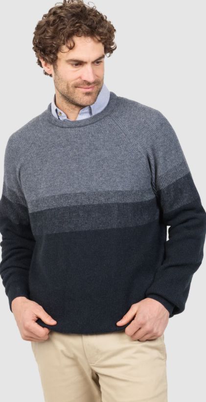 NATIVE WORLD MENS GRADIENT CREW SWEATER WOOLSTATION - CLOTHING MKM L SKY 