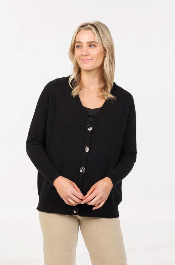 NATIVE WORLD RELAXED CARDIGAN WOOLSTATION - CLOTHING MKM L BLACK 
