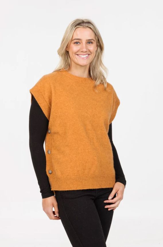 NATIVE WORLD SIDE BUTTON VEST WOOLSTATION - CLOTHING MKM 