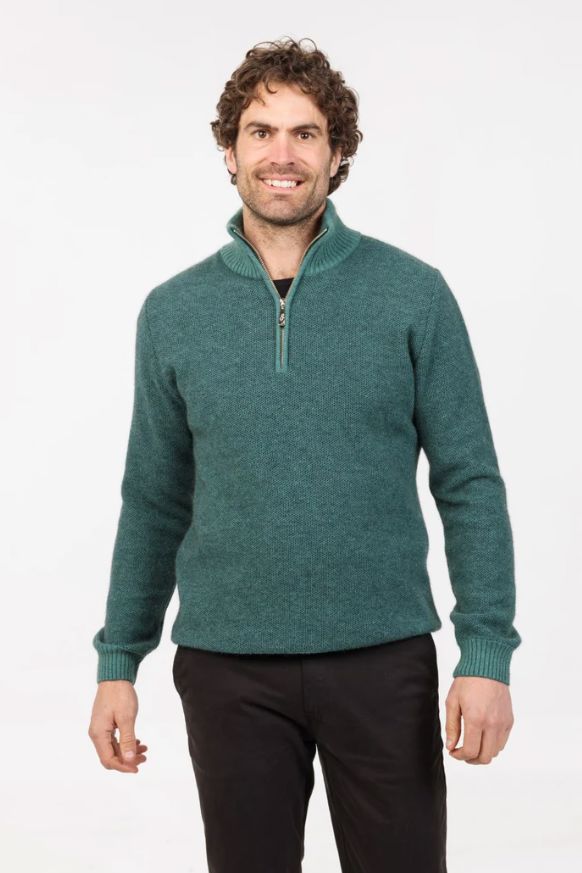 NATIVE WORLD TEXTURED HALF ZIP SWEATER WOOLSTATION - CLOTHING NATIVE WORLD L MIST 