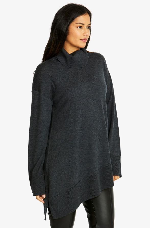 PINGPONG MERINO ASYMMETRIC PULLOVER WOOLSTATION - CLOTHING PINGPONG L CHARCOAL 