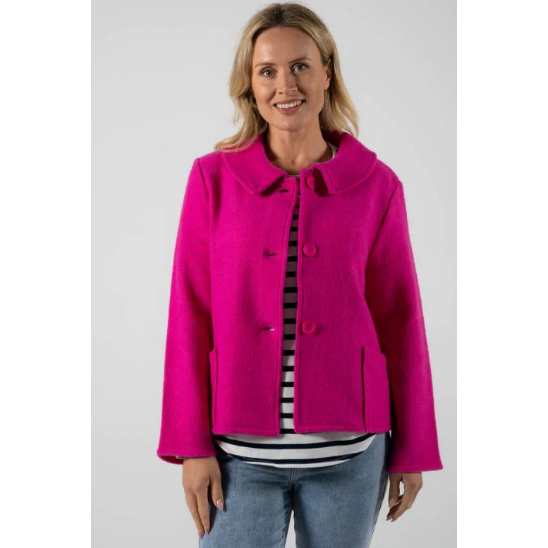SEE SAW 100% BOILED WOOL AUDREY COLLAR JACKET WOOLSTATION - CLOTHING SEE SAW L Pink 