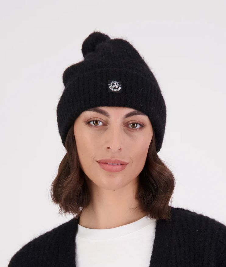 SWANNDRI HUTTON TURN UP BOBBLE BEANIE WOOLSTATION - ACCESSORIES SWANNDRI BLACK 