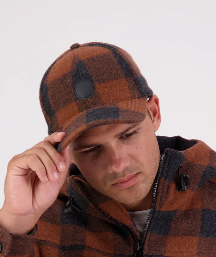 SWANNDRI WOOL CHECK BASEBALL CAP WOOLSTATION - ACCESSORIES SWANNDRI RUSTY 