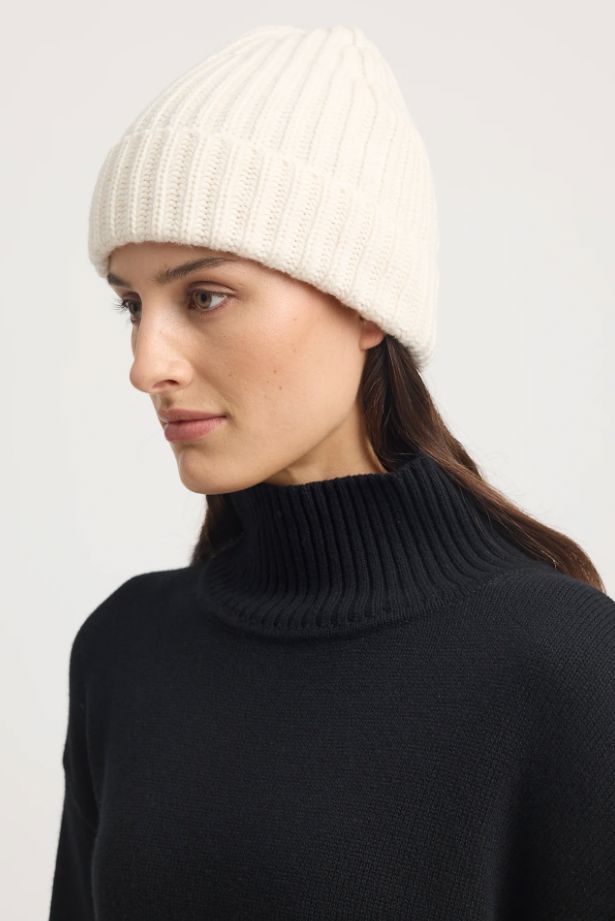 TOORALLIE CHUNKY WOOL BEANIE WOOLSTATION - ACCESSORIES TOORALLIE IVORY 