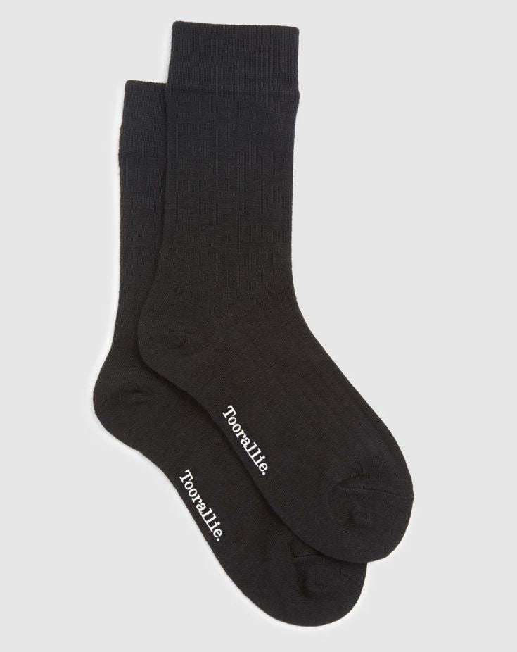 TOORALLIE FINE MERINO SOCKS WOOLSTATION - ACCESSORIES TOORALLIE BLACK L/XL 