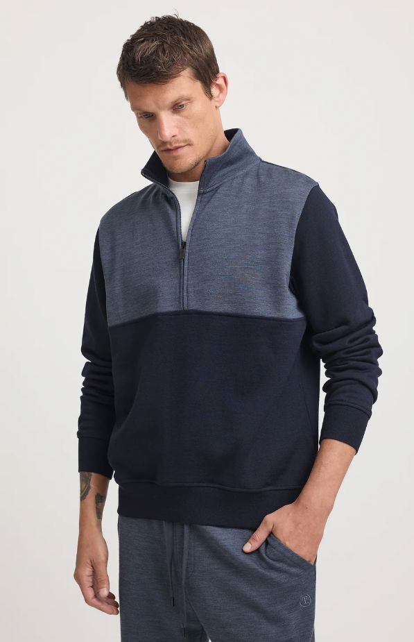 TOORALLIE LOUNGE BLOCK ZIP SWEATER WOOLSTATION - CLOTHING TOORALLIE BLUE SLATE L 