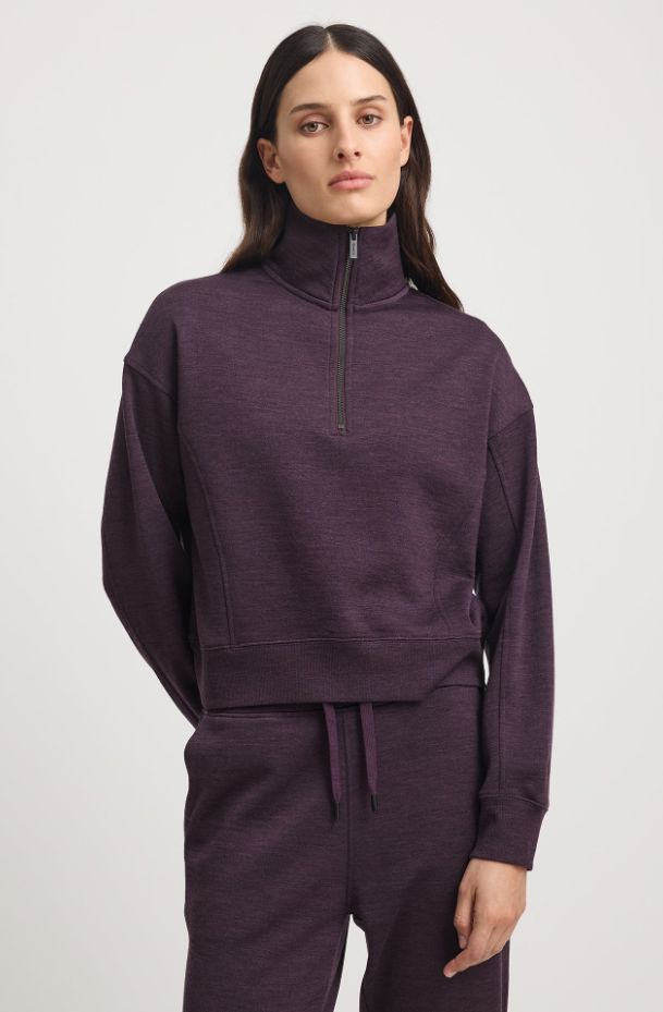 TOORALLIE LOUNGE CROPPED HALF ZIP WOOLSTATION - CLOTHING TOORALLIE 