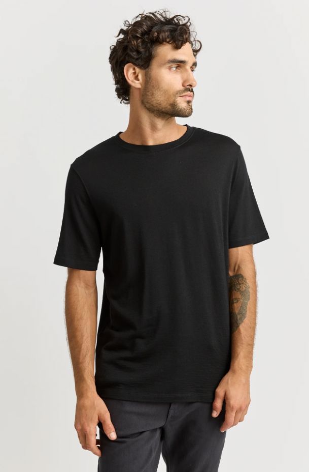 TOORALLIE MERINO CREW T-SHIRT WOOLSTATION - CLOTHING TOORALLIE BLACK L 