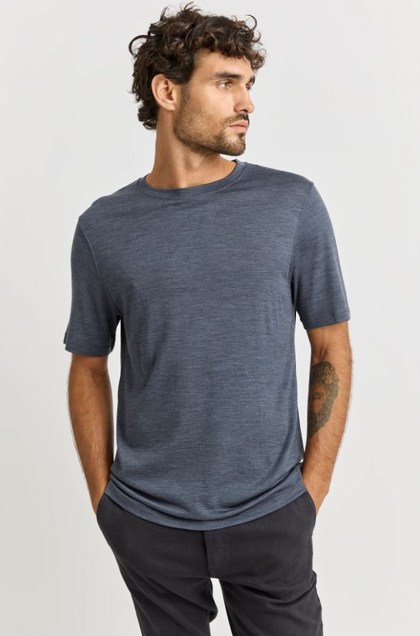 TOORALLIE MERINO CREW T-SHIRT WOOLSTATION - CLOTHING TOORALLIE BLUE SLATE L 