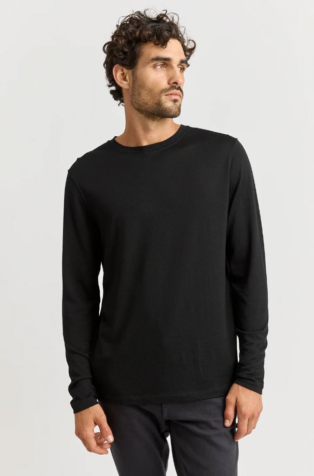 TOORALLIE MERINO LONG SLEEVE T-SHIRT WOOLSTATION - CLOTHING TOORALLIE BLACK L 