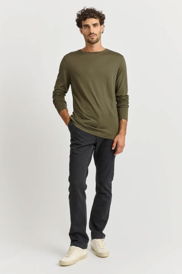 TOORALLIE MERINO LONG SLEEVE T-SHIRT WOOLSTATION - CLOTHING TOORALLIE KHAKI L 