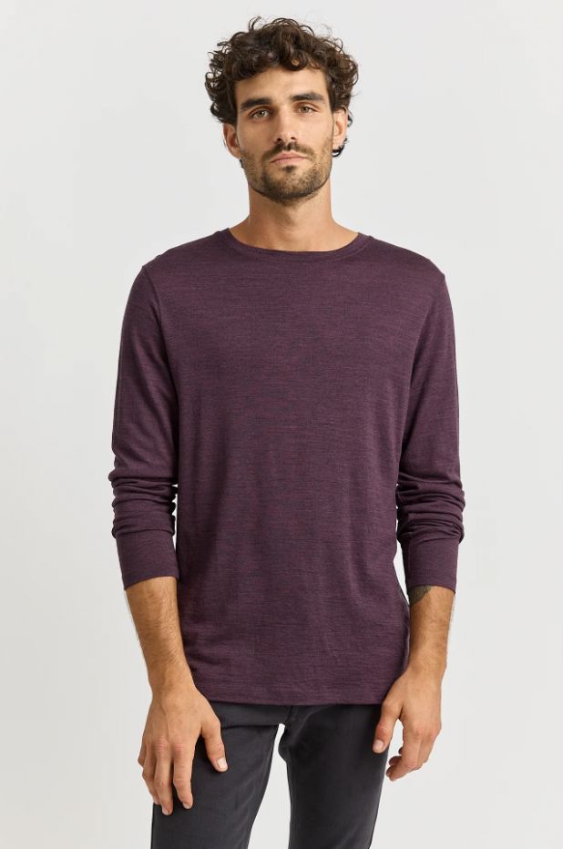 TOORALLIE MERINO LONG SLEEVE T-SHIRT WOOLSTATION - CLOTHING TOORALLIE SUMAK L 