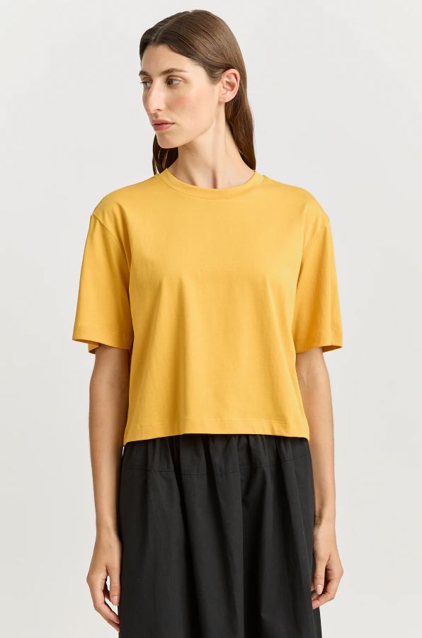 TOORALLIE RELAXED CROP TEE WOOLSTATION - CLOTHING TOORALLIE 10 SAFFRON 