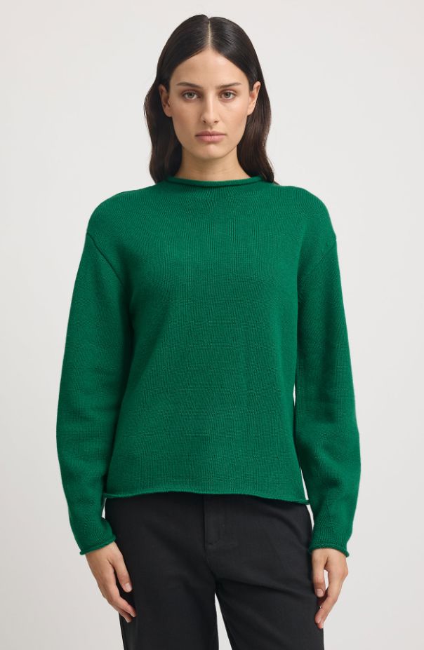 TOORALLIE RELAXED FIT MOCK NECK JUMPER WOOLSTATION - CLOTHING TOORALLIE LUSH GREEN 10 