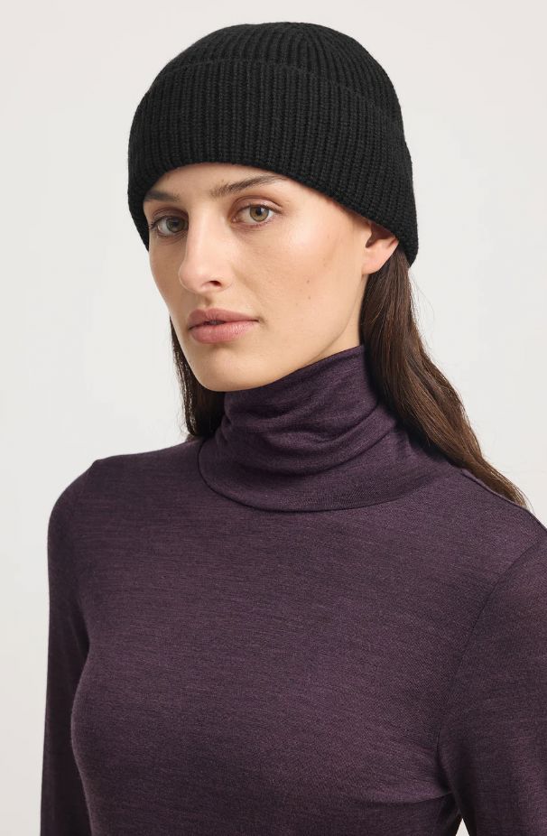 TOORALLIE RIB KNIT BEANIE WOOLSTATION - ACCESSORIES TOORALLIE BLACK 