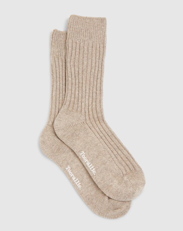 TOORALLIE RIBBED MERINO SOCKS WOOLSTATION - ACCESSORIES TOORALLIE OAT L/XL 