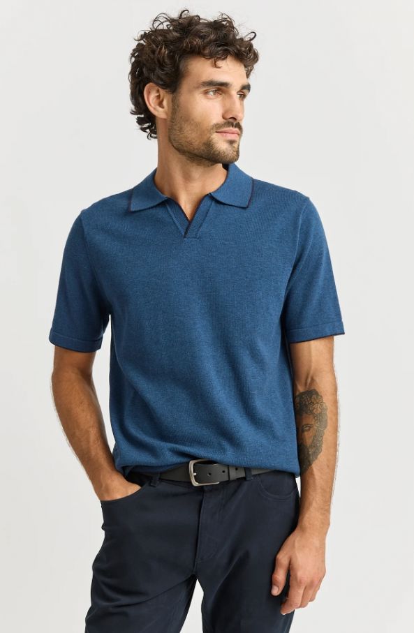 TOORALLIE SHORT SLEEVE KNIT POLO WOOLSTATION - CLOTHING TOORALLIE L AIRFORCE 