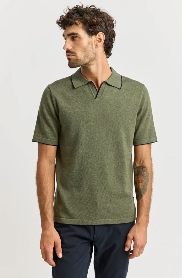 TOORALLIE SHORT SLEEVE KNIT POLO WOOLSTATION - CLOTHING TOORALLIE L OLIVE 