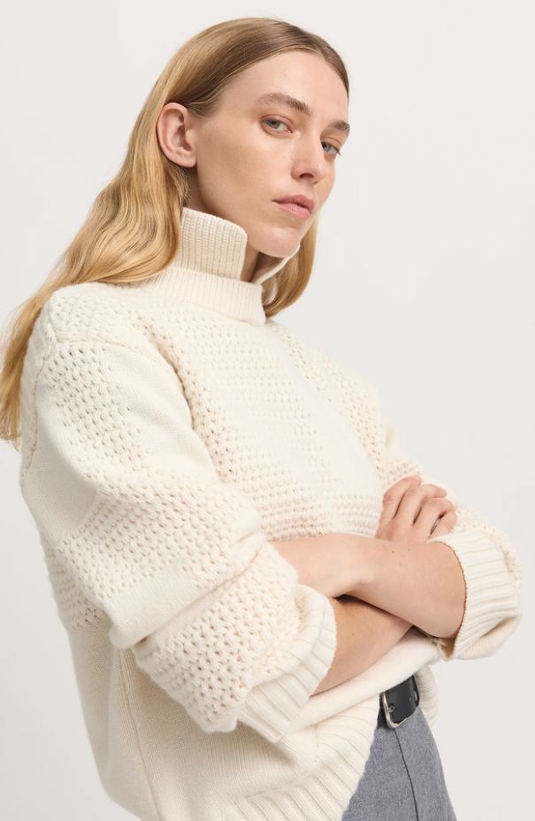 TOORALLIE TEXTURED KNIT FUNNEL NECK JUMPER WOOLSTATION - CLOTHING TOORALLIE 