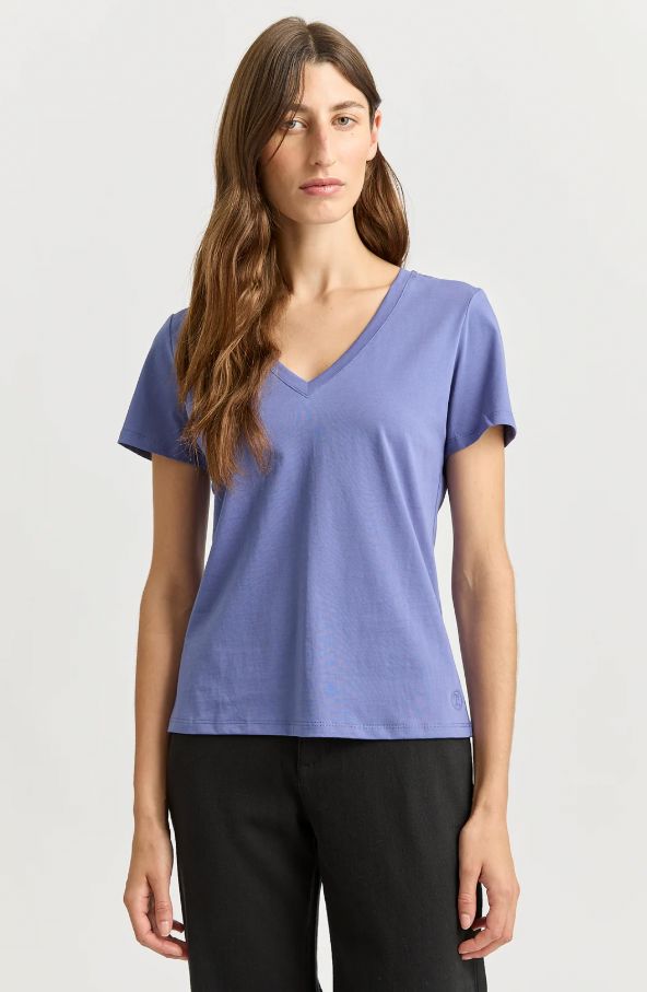 TOORALLIE V NECK TEE WOOLSTATION - CLOTHING TOORALLIE 10 DENIM BLUE 