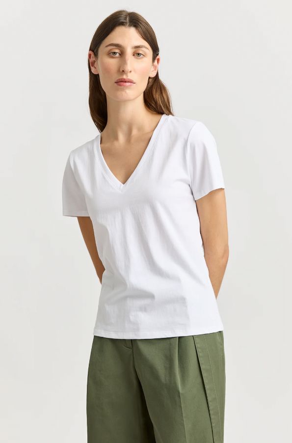 TOORALLIE V NECK TEE WOOLSTATION - CLOTHING TOORALLIE 10 White 
